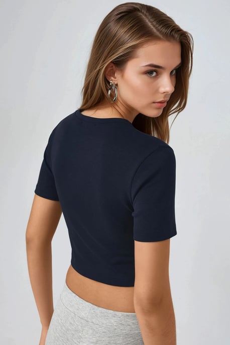 Elastisk kort topp med rund hals - Image 3