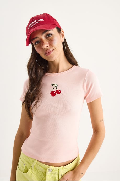 Geëmbroideerde Geribde Crop Top - Image 2
