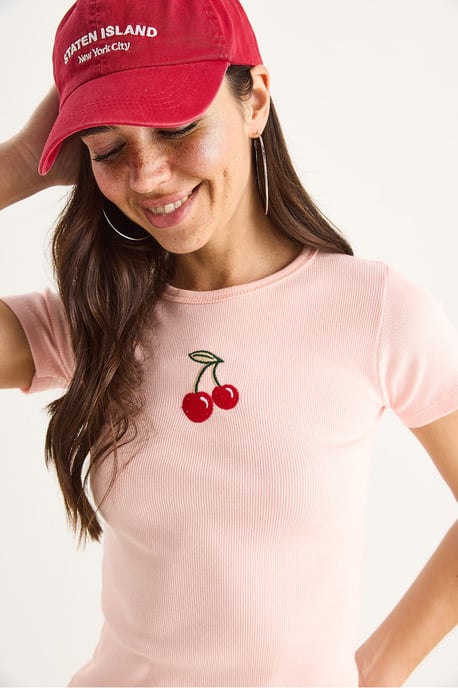 Geëmbroideerde Geribde Crop Top - Image 4