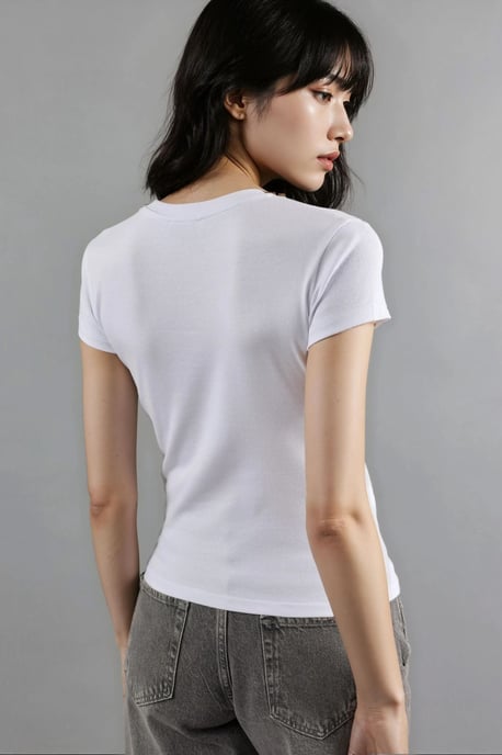 Tryckt formsydd crew neck stickad crop top - Image 4
