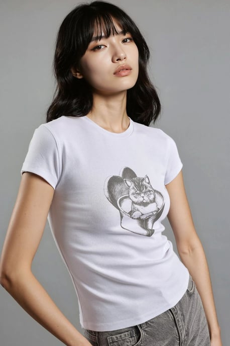 Tryckt formsydd crew neck stickad crop top - Image 5