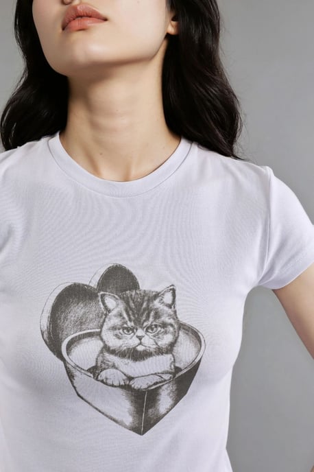 Tryckt formsydd crew neck stickad crop top - Image 6