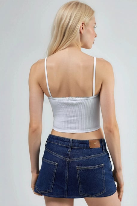 Halternek Geribbelde Crop Top - Image 3