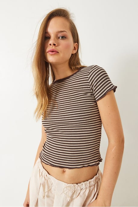 Randig Ribbad Croptop med Rundhals - Image 4