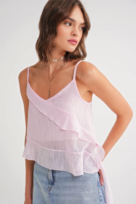 Rimpelige Textuur V-Hals Crop Top - Image 1