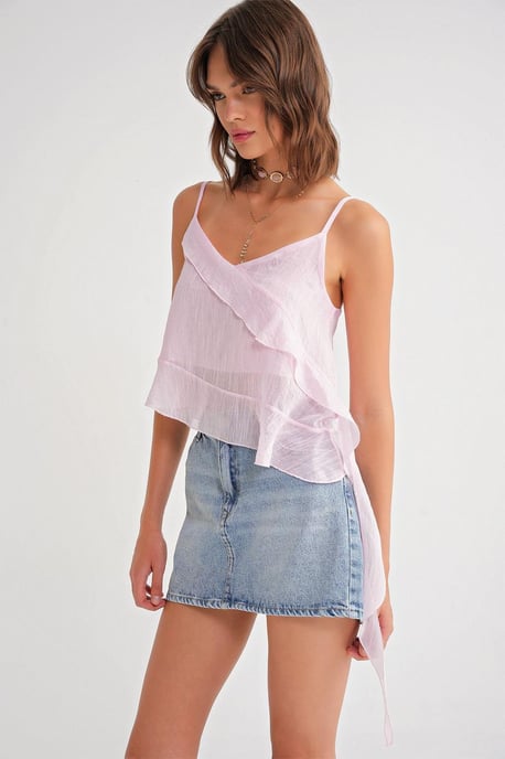 Rimpelige Textuur V-Hals Crop Top - Image 2