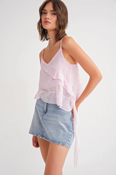 Rimpelige Textuur V-Hals Crop Top - Image 3
