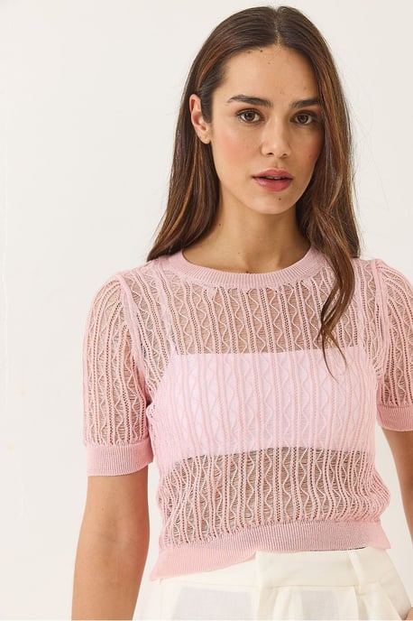 Kanten Textuur Crop Top met Ronde Hals - Image 2