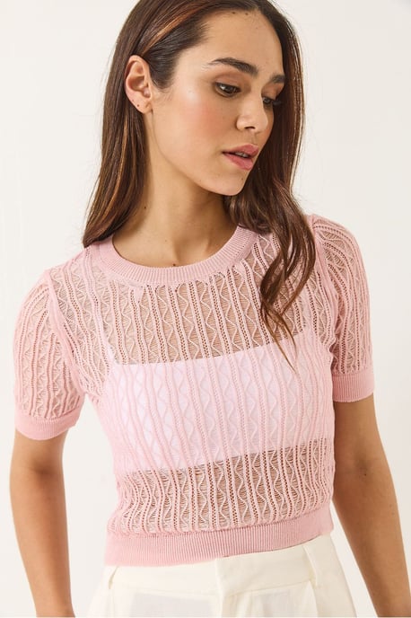 Kanten Textuur Crop Top met Ronde Hals - Image 3