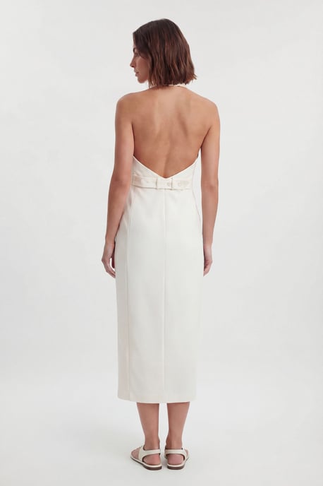 Satin Tux Back Detail Tailored Midi Dress - Image 3