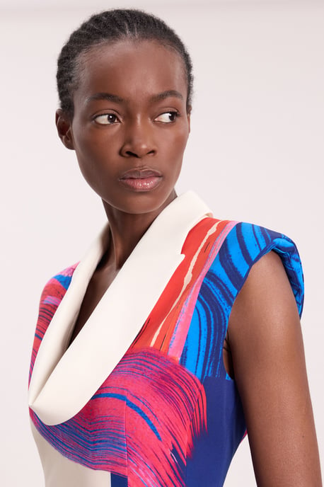 Polished Tailored Cowl Neck Sleeveless Midi Dress - Image 2