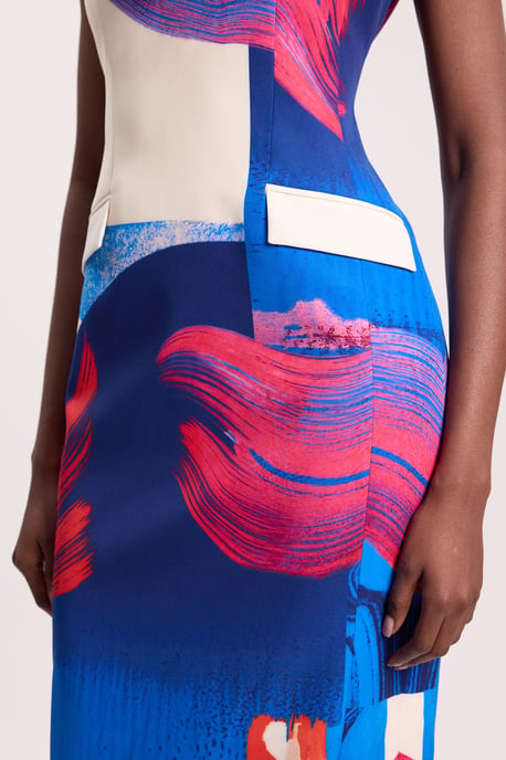 Polished Tailored Cowl Neck Sleeveless Midi Dress - Image 4
