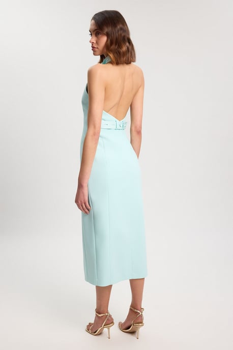 Satin Tux Back Detail Tailored Midi Dress - Image 3
