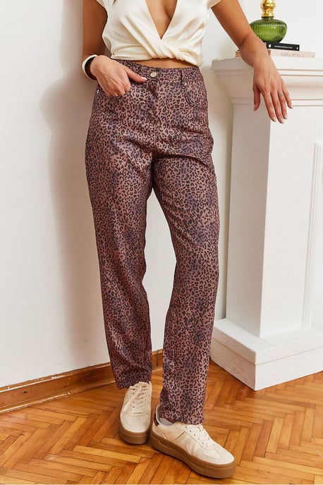 Regulier Passende Luipaardprint Denim Jeans - Image 2