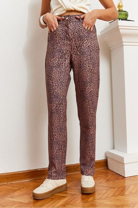 Regulier Passende Luipaardprint Denim Jeans - Image 3