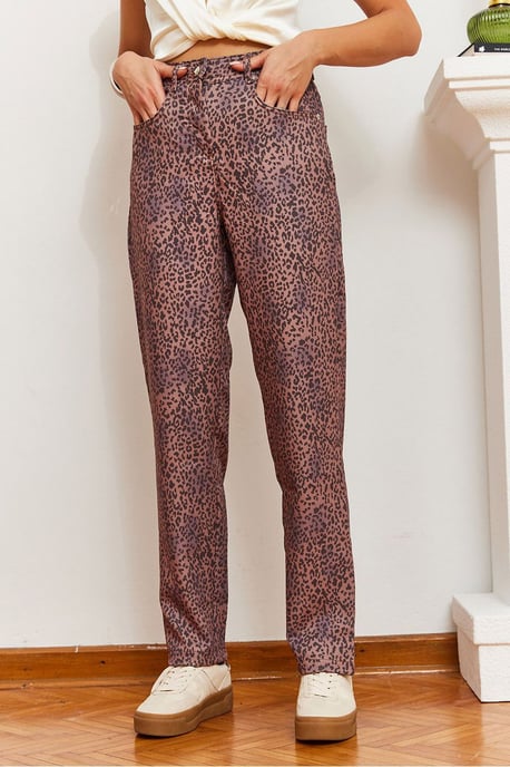 Regulier Passende Luipaardprint Denim Jeans - Image 4