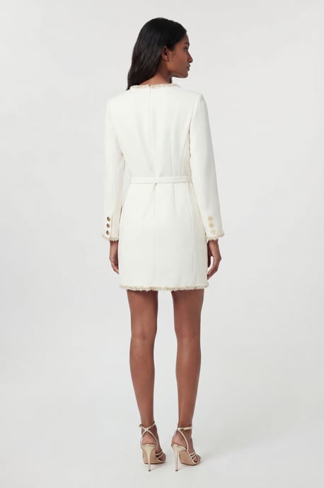 Compact Stretch Embellished Trim Tailored Belted Mini Dress - Image 3