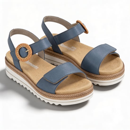 Remonte D0q52 Womens Cross Strap Sandals Denim - Image 3