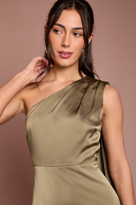 Coast Honoured Petite Drape One Shoulder Satin Maxi Bridesmaid Dress - Image 4