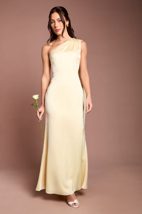 Coast Honoured Petite Drape One Shoulder Satin Maxi Bridesmaid Dress - Image 1