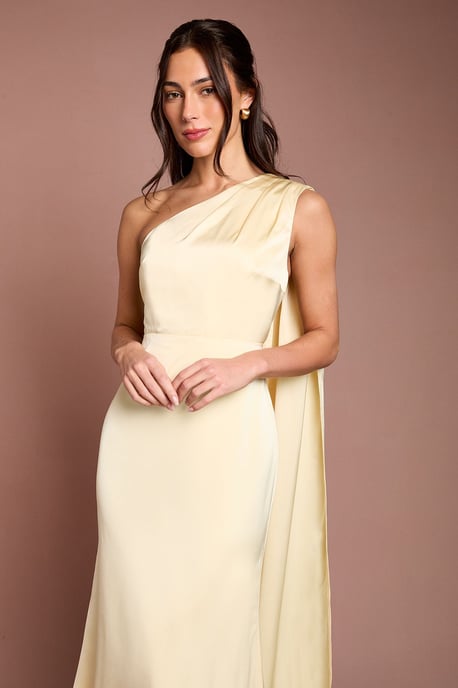 Coast Honoured Petite Drape One Shoulder Satin Maxi Bridesmaid Dress - Image 2