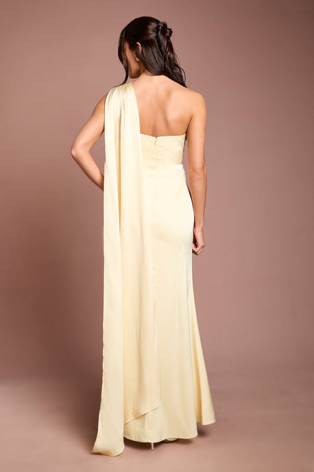 Coast Honoured Petite Drape One Shoulder Satin Maxi Bridesmaid Dress - Image 3