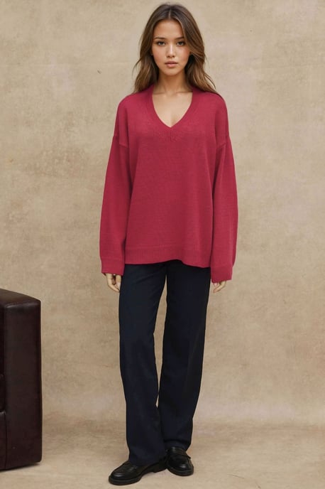 Thick Knit V-neck Sweater - Image 5