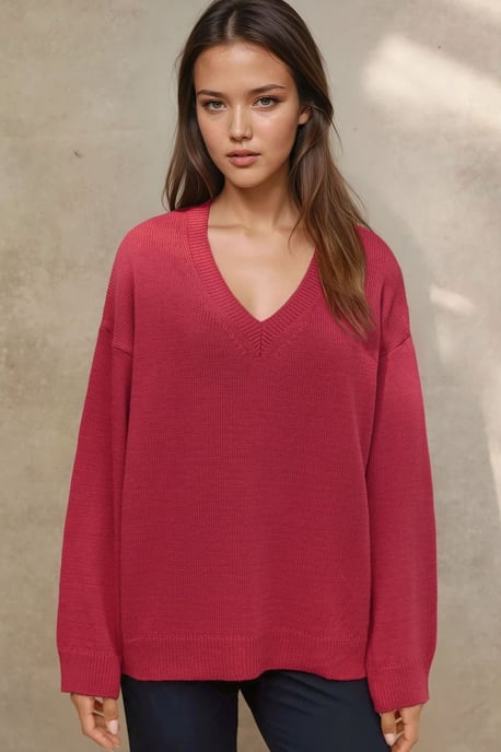 Thick Knit V-neck Sweater - Image 6