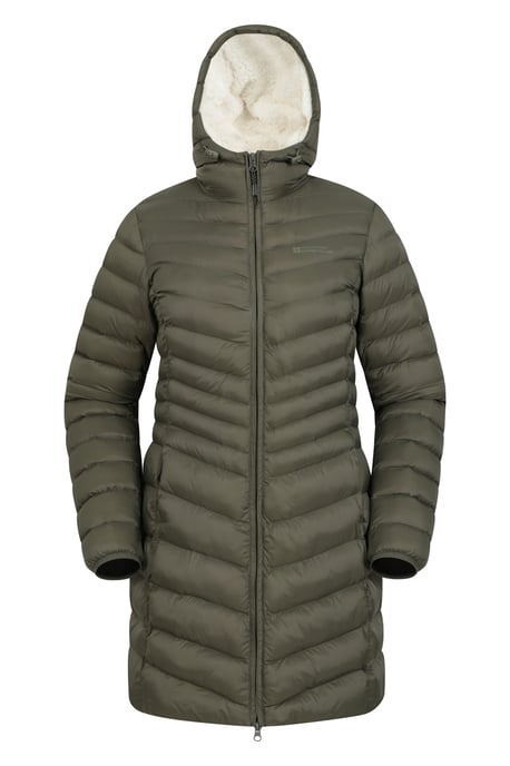 'Florence' Women's Padded Jacket Fur Lined Water Resistant Coat Khaki - Image 5