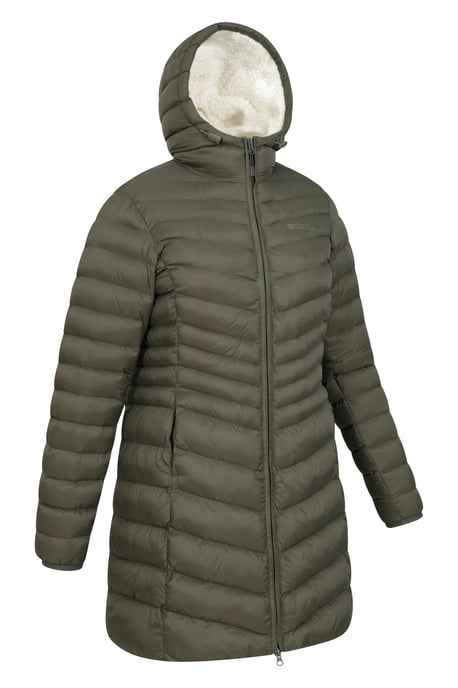 'Florence' Women's Padded Jacket Fur Lined Water Resistant Coat Khaki - Image 6