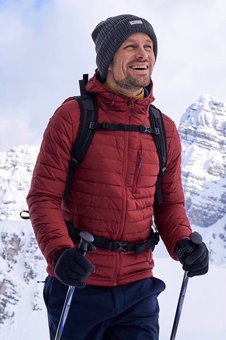 'Henry II' Men's Down Padded Jacket Water Resistant Hooded Puffer Winter Coat Dark Red - Image 1