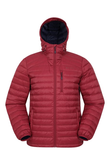 'Henry II' Men's Down Padded Jacket Water Resistant Hooded Puffer Winter Coat Dark Red - Image 2