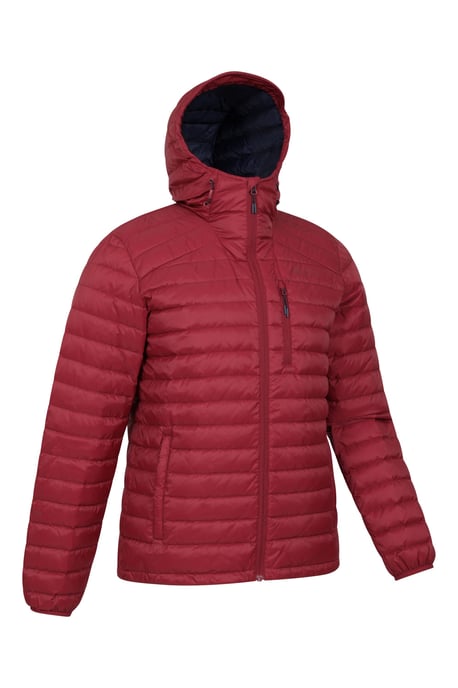'Henry II' Men's Down Padded Jacket Water Resistant Hooded Puffer Winter Coat Dark Red - Image 3