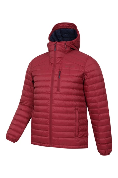 'Henry II' Men's Down Padded Jacket Water Resistant Hooded Puffer Winter Coat Dark Red - Image 5