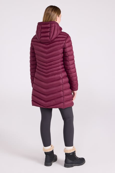 'Florence' Women's Long Padded Jacket Water Resistant Winter Coat Burgundy - Image 4