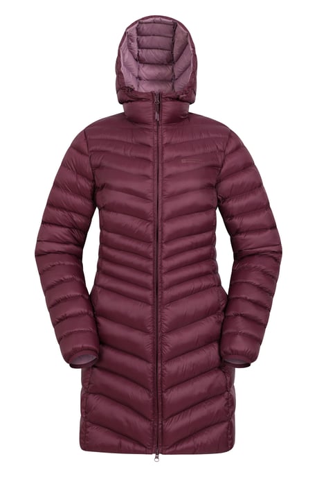 'Florence' Women's Long Padded Jacket Water Resistant Winter Coat Burgundy - Image 5