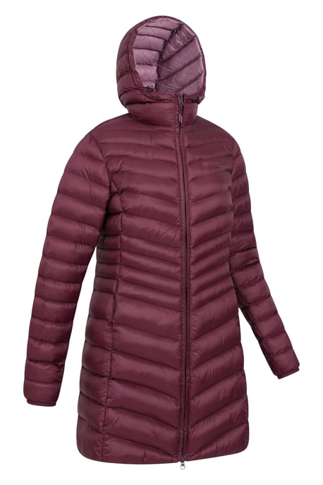 'Florence' Women's Long Padded Jacket Water Resistant Winter Coat Burgundy - Image 6