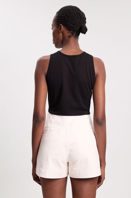 Denim Button Front Shorts - Image 3