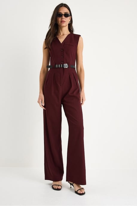 V-hals Wijde Pijpen Jumpsuit met Strikdetail - Image 2