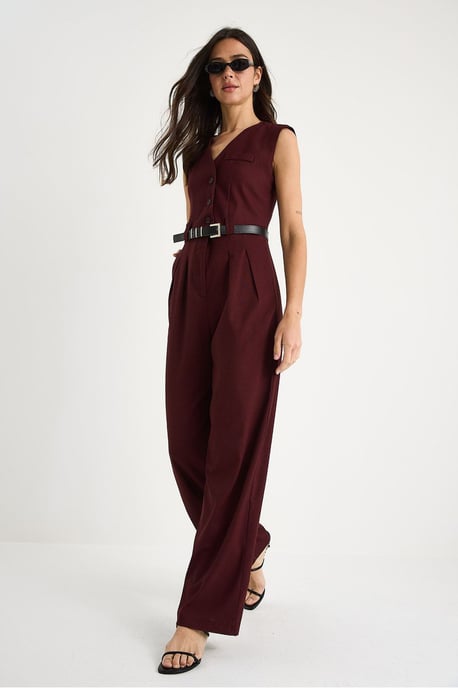 V-hals Wijde Pijpen Jumpsuit met Strikdetail - Image 4