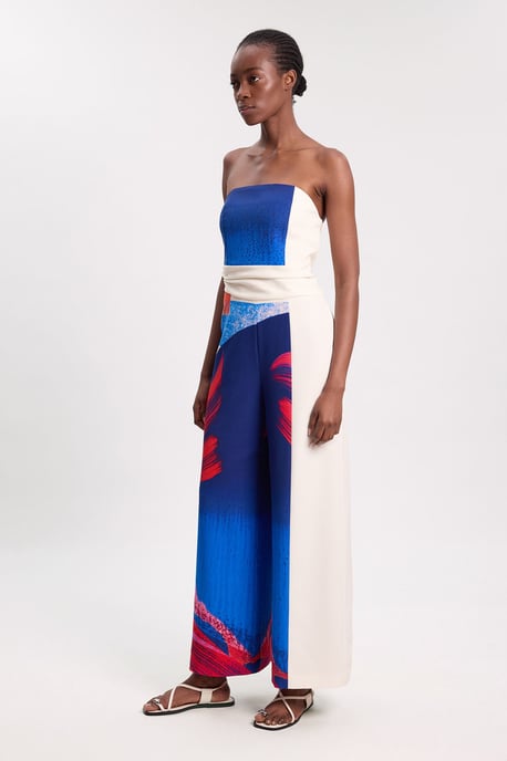 Soft Tailored Colourblock Tailored Bandeau Jumpsuit - Image 2