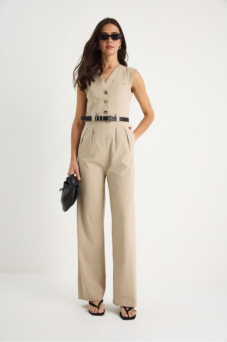 V-hals Wijde Pijpen Jumpsuit met Strikdetail - Image 2