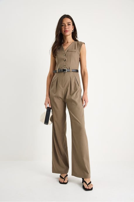 V-hals Wijde Pijpen Jumpsuit met Strikdetail - Image 2