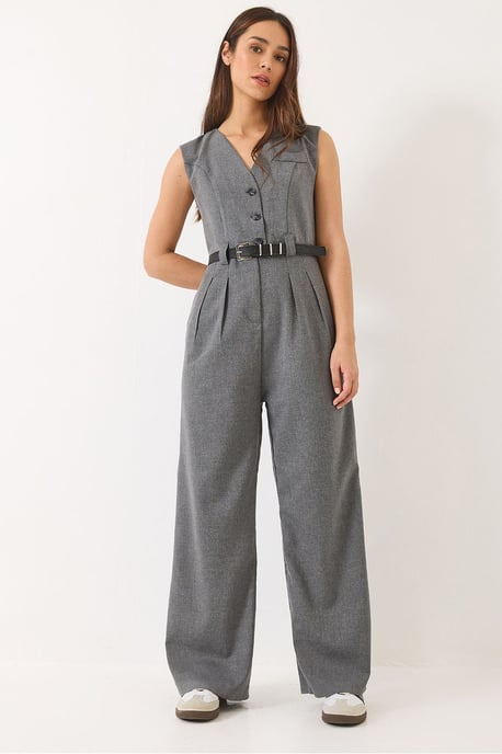 V-hals Wijde Pijpen Jumpsuit met Strikdetail - Image 1