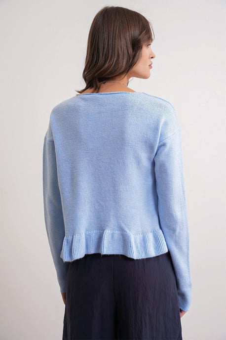 Lichte V-hals gebreide top met knoopdetail - Image 6