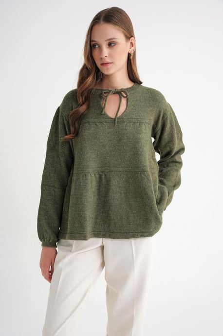 Tie-Detail Loose Knit Sweater - Image 2