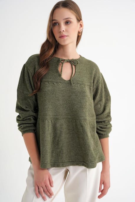 Tie-Detail Loose Knit Sweater - Image 4