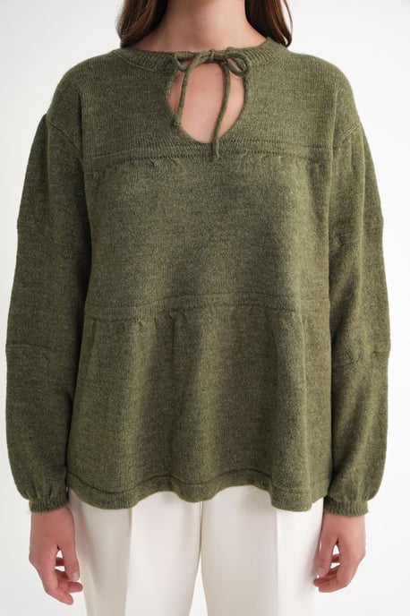 Tie-Detail Loose Knit Sweater - Image 5