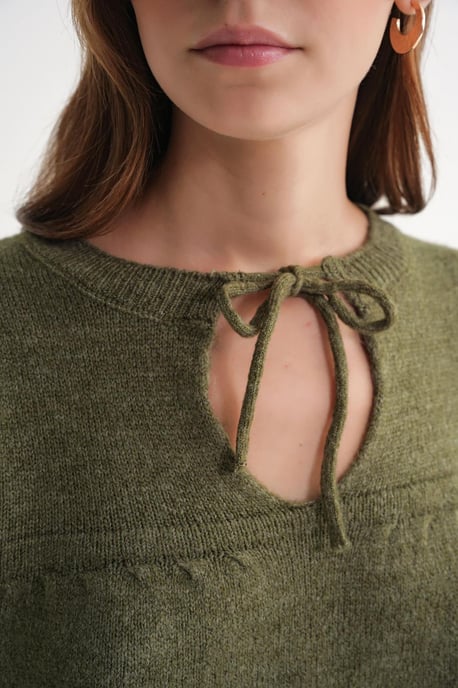 Tie-Detail Loose Knit Sweater - Image 6