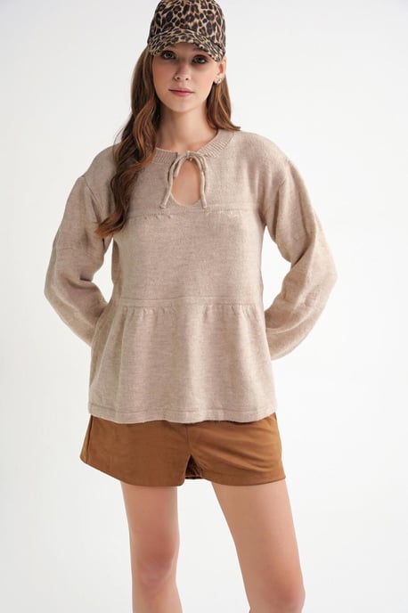 Tie-Detail Loose Knit Sweater - Image 2